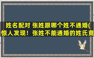 姓名配对 张姓跟哪个姓不通婚(惊人发现！张姓不能通婚的姓氏竟然是它！)